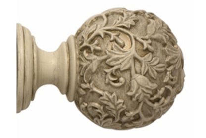 Hallis Modern Country Floral Ball 55mm Wooden Curtain Pole Finial - Brushed Cream