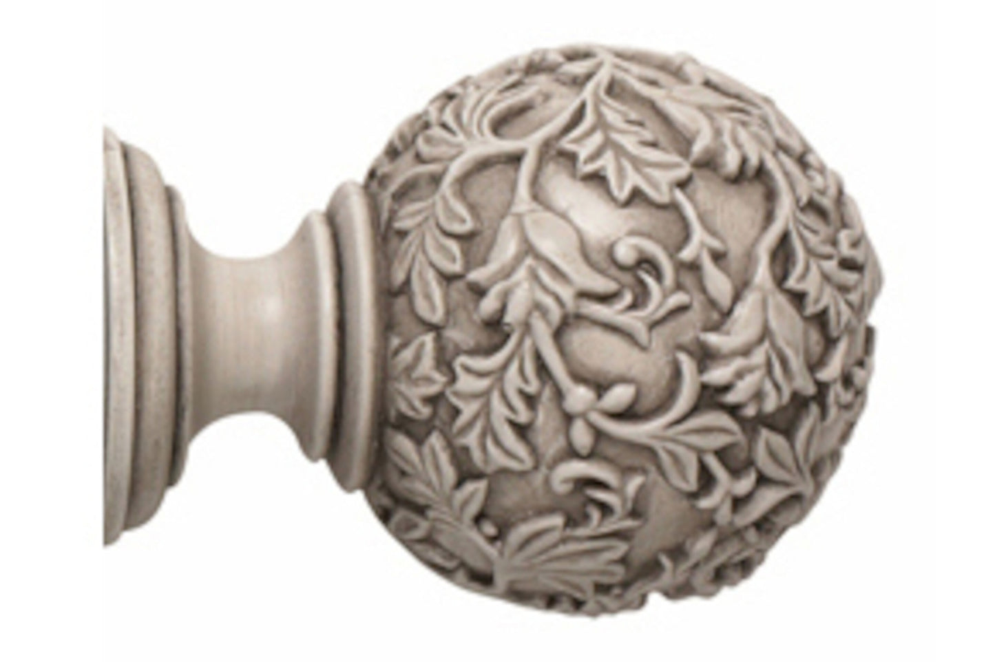 Hallis Modern Country Floral Ball 55mm Wooden Curtain Pole Finial - Brushed Ivory