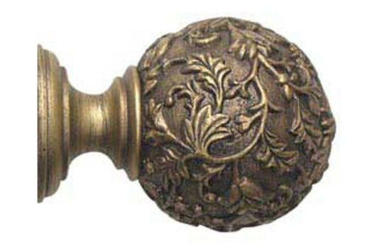 Hallis Modern Country Floral Ball 55mm Wooden Curtain Pole Finial - Gold Black