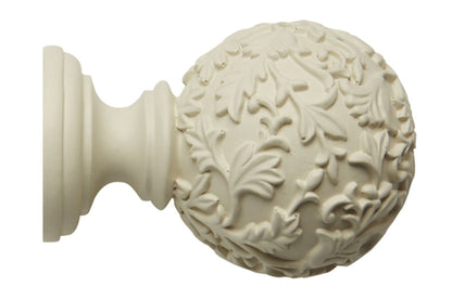 Hallis Modern Country Floral Ball 55mm Wooden Curtain Pole Finial - Pearl