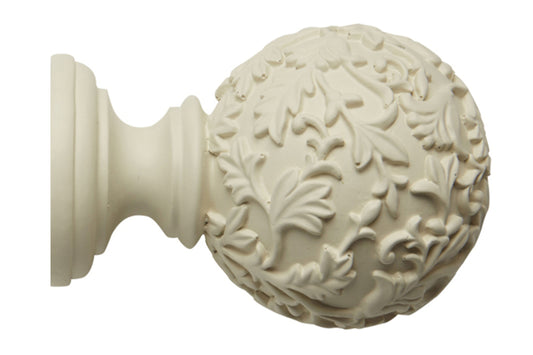 Hallis Modern Country Floral Ball 55mm Wooden Curtain Pole Finial - Pearl