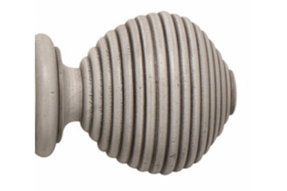 Hallis Modern Country Ribbed Ball 55mm Wooden Curtain Pole Finial - Brushed Ivory