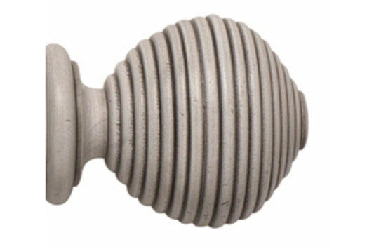 Hallis Modern Country Ribbed Ball 55mm Wooden Curtain Pole Finial - Brushed Ivory