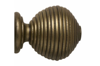 Hallis Modern Country Ribbed Ball 55mm Wooden Curtain Pole Finial - Gold Black