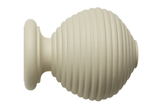Hallis Modern Country Ribbed Ball 55mm Wooden Curtain Pole Finial - Pearl