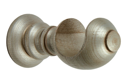 Hallis Modern Country 55mm Wooden Curtain Pole Cup Bracket - Satin Silver