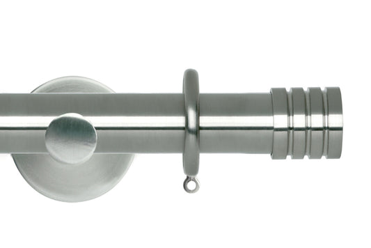 Hallis Neo Stud 28mm Metal Curtain Pole (Cylinder Brackets) - Stainless Steel