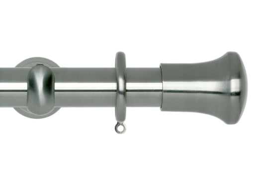 Hallis Neo Trumpet 28mm Metal Curtain Pole (Cup Brackets) - Stainless Steel