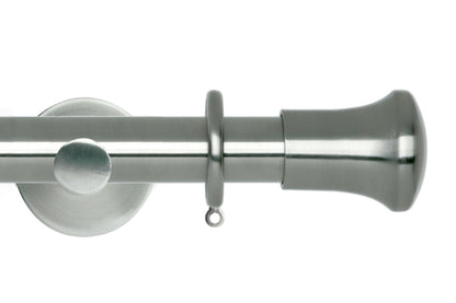 Hallis Neo Trumpet 28mm Metal Curtain Pole (Cylinder Brackets) - Stainless Steel