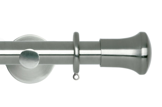 Hallis Neo Trumpet 28mm Metal Curtain Pole (Cylinder Brackets) - Stainless Steel