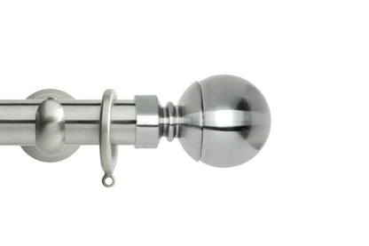 Hallis Neo Ball 28mm Metal Curtain Pole (Cup Brackets) - Stainless Steel