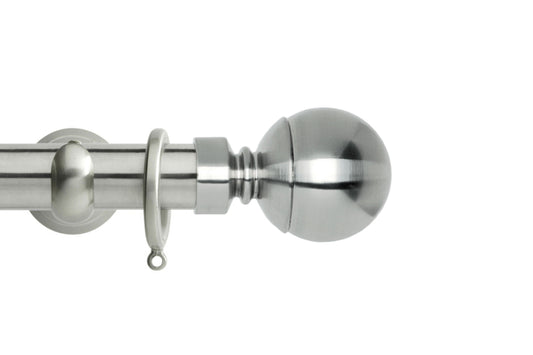 Hallis Neo Ball 28mm Metal Curtain Pole (Cup Brackets) - Stainless Steel