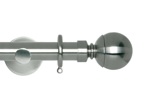 Hallis Neo Ball 28mm Metal Curtain Pole (Cylinder Brackets) - Stainless Steel