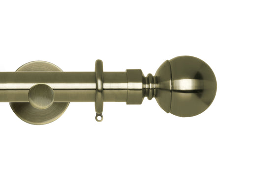 Hallis Neo Ball 28mm Metal Curtain Pole (Cylinder Brackets) - Spun Brass