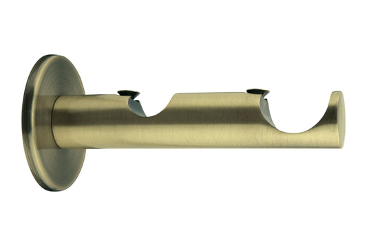 Hallis Neo 19/28mm Double Metal Curtain Pole Bracket - Spun Brass