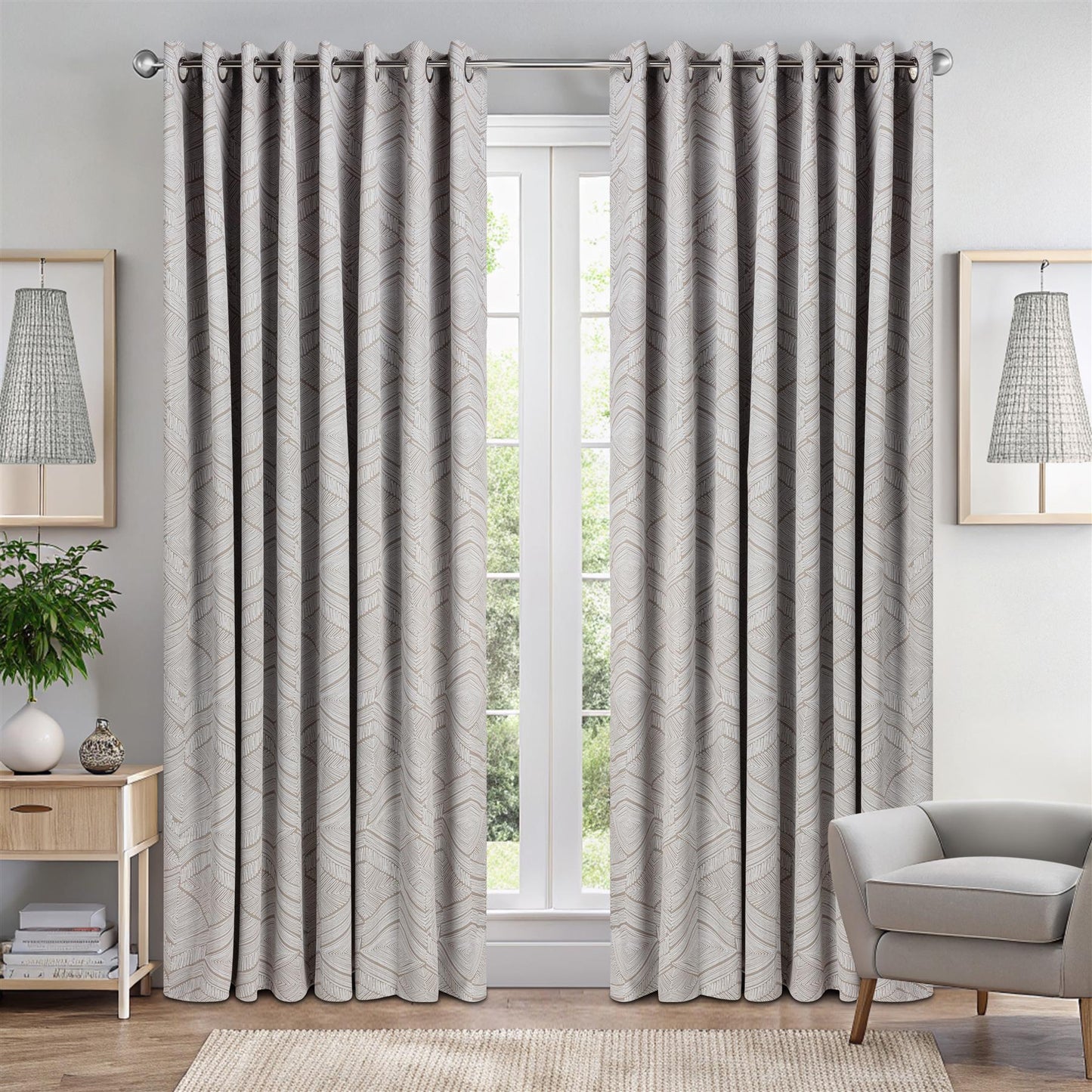 Alan Symonds Aztec Blackout Eyelet Curtains - Cream