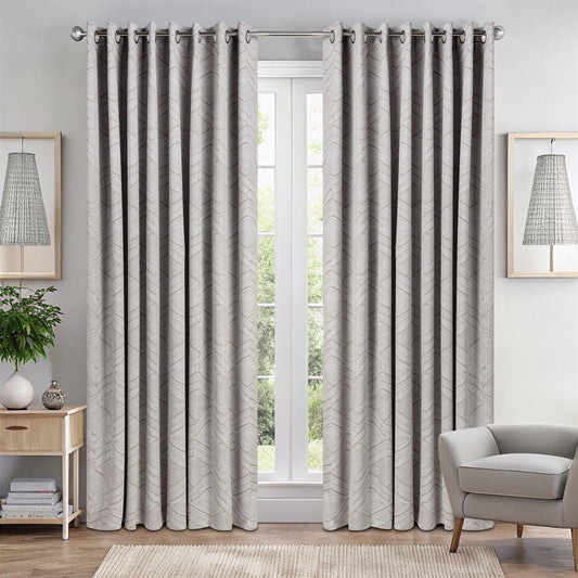 Alan Symonds Aztec Blackout Eyelet Curtains - Cream