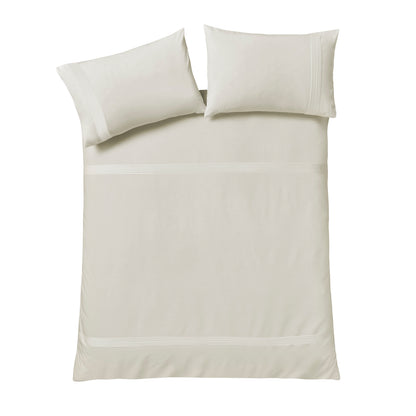 Catherine Lansfield Pintuck Easy Iron Percale Duvet Cover Set - Cream