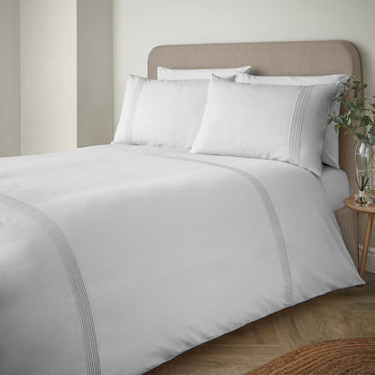 Catherine Lansfield Pintuck Easy Iron Percale Duvet Cover Set - White