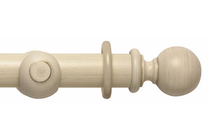 Hallis Modern Country Ball 45mm Wooden Curtain Pole - Brushed Cream