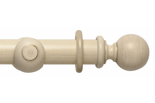 Hallis Modern Country Ball 45mm Wooden Curtain Pole - Brushed Cream