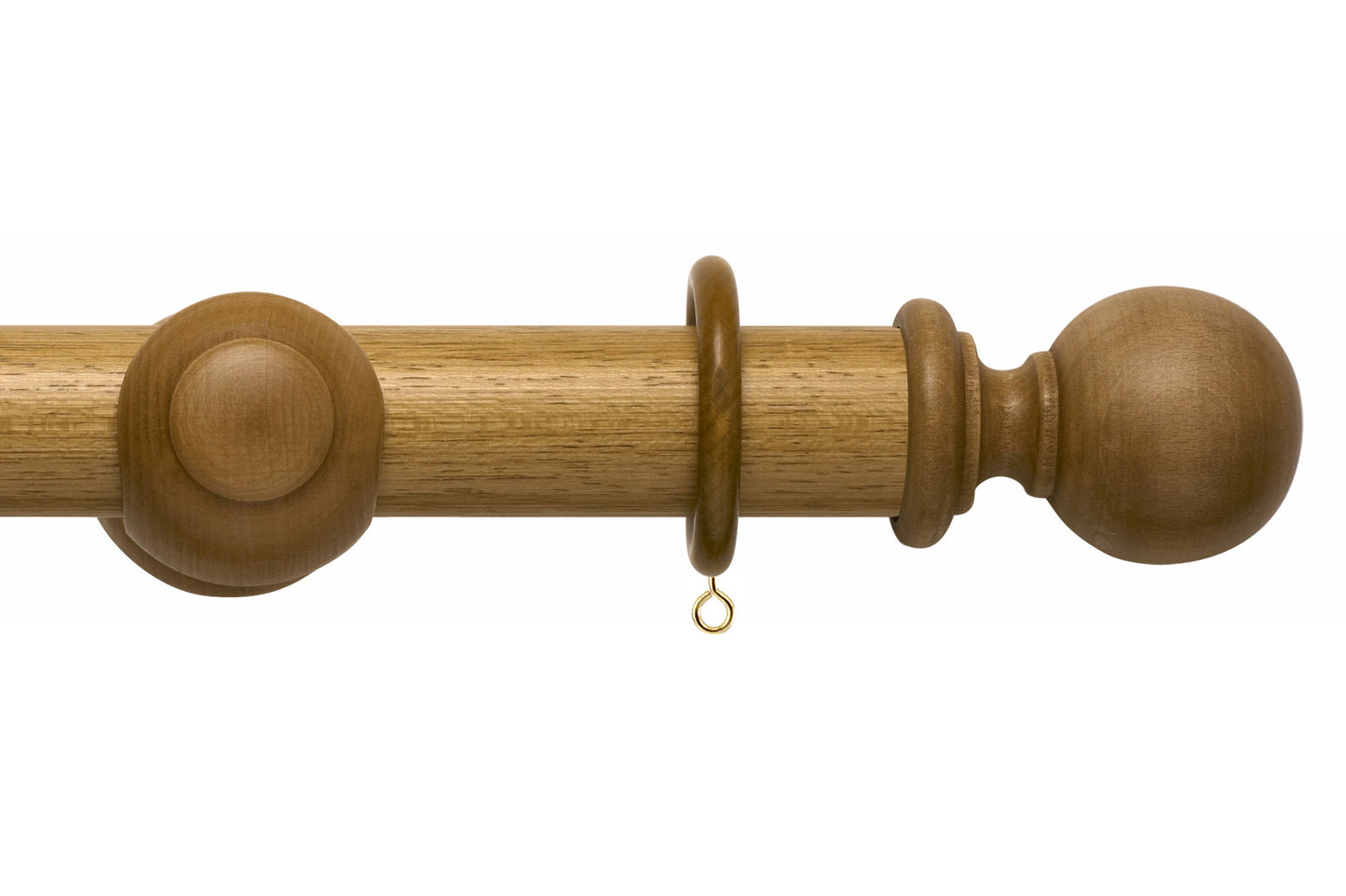 Hallis Modern Country Ball 45mm Wooden Curtain Pole - Light Oak