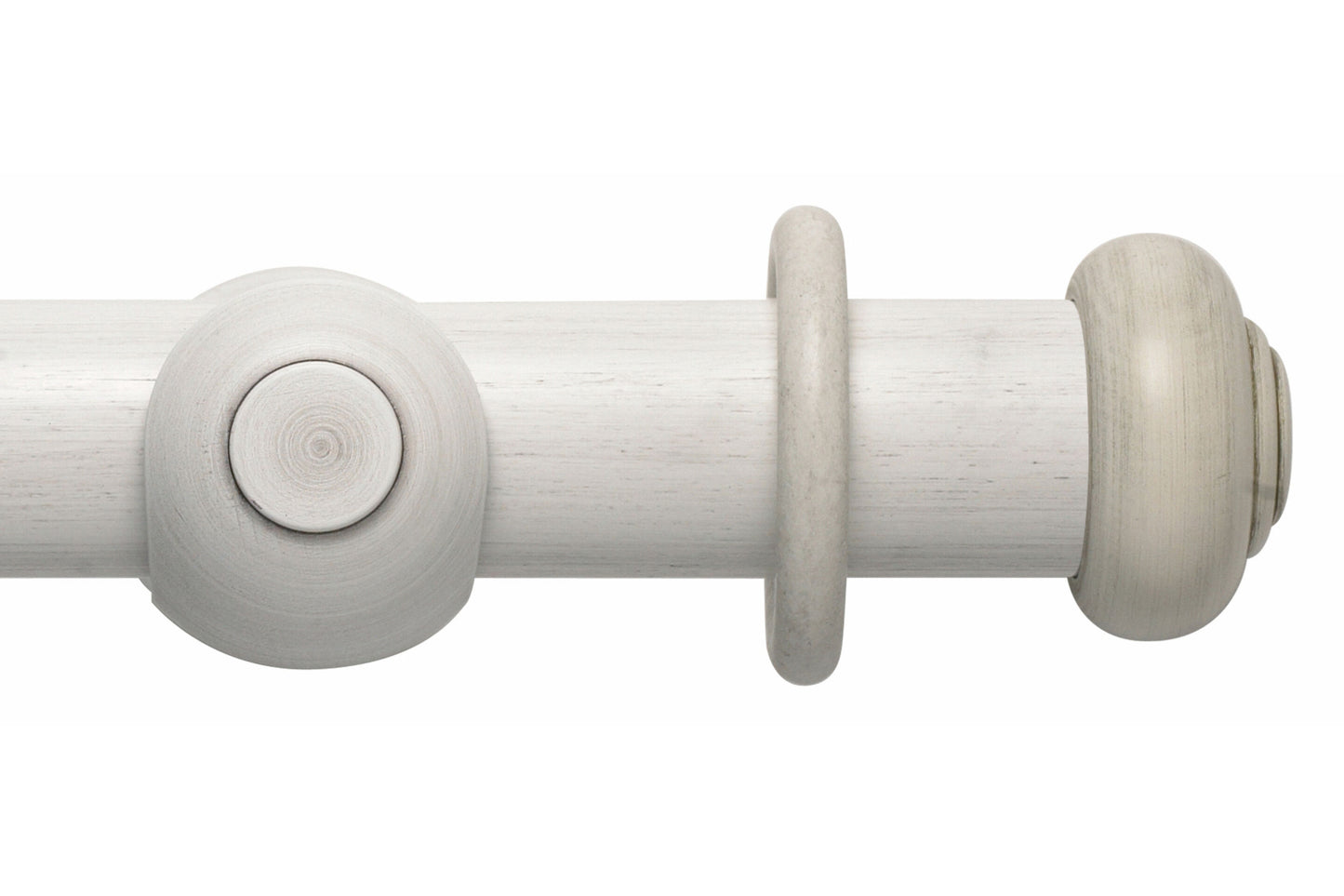 Hallis Modern Country Button 45mm Wooden Curtain Pole - Brushed Ivory