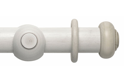 Hallis Modern Country Button 45mm Wooden Curtain Pole - Brushed Ivory
