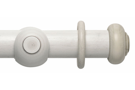 Hallis Modern Country Button 45mm Wooden Curtain Pole - Brushed Ivory