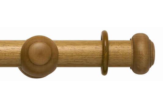 Hallis Modern Country Button 45mm Wooden Curtain Pole - Light Oak