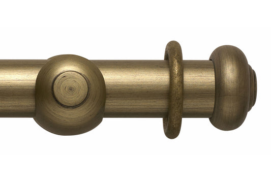 Hallis Modern Country Button 45mm Wooden Curtain Pole - Gold Black