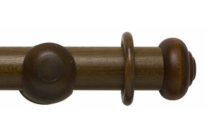 Hallis Modern Country Button 45mm Wooden Curtain Pole - Dark Oak