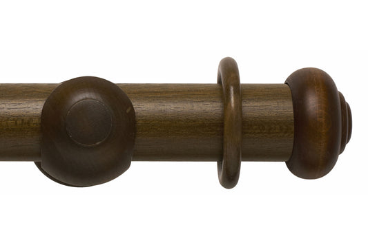 Hallis Modern Country Button 45mm Wooden Curtain Pole - Dark Oak