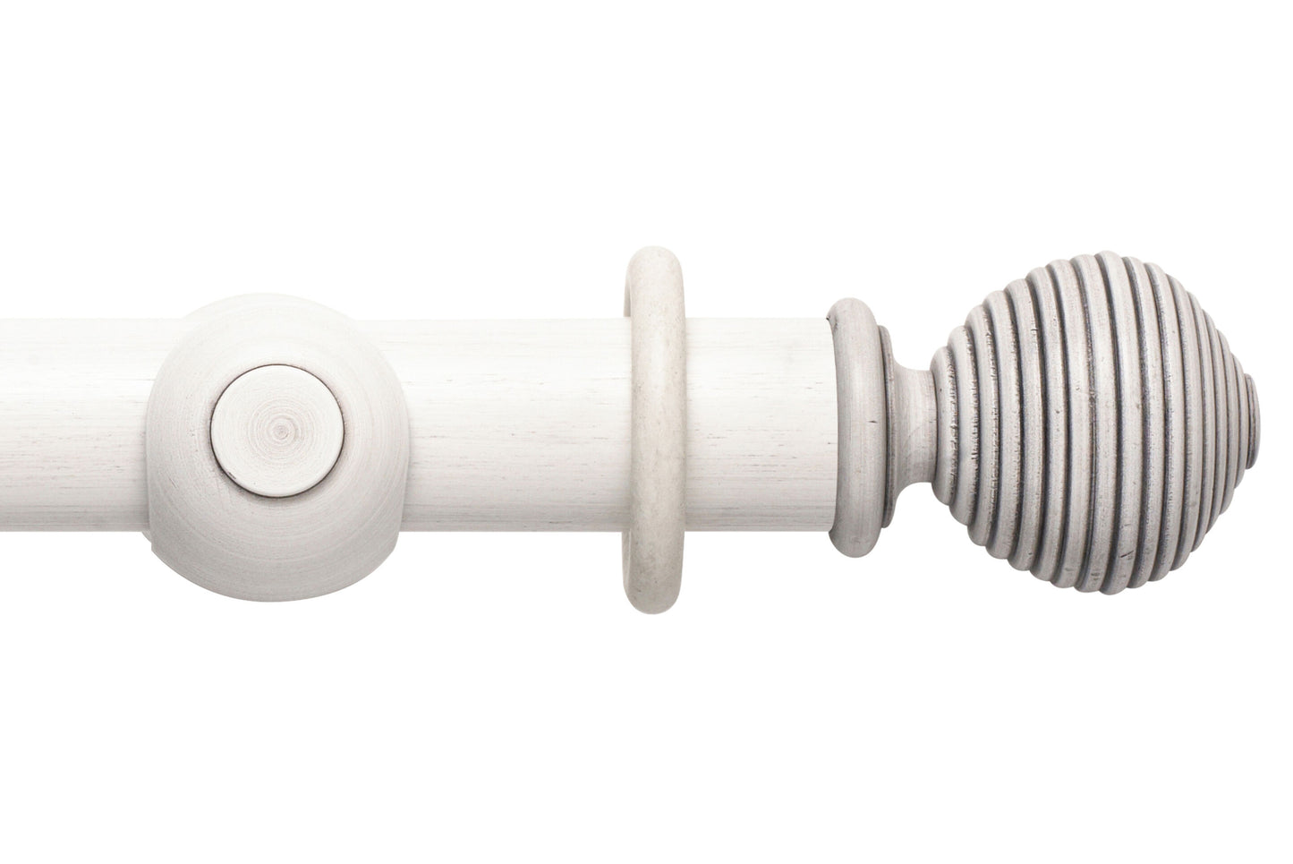 Hallis Modern Country Ribbed Ball 45mm Wooden Curtain Pole - Brushed Ivory
