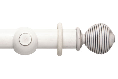 Hallis Modern Country Ribbed Ball 45mm Wooden Curtain Pole - Brushed Ivory