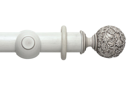 Hallis Modern Country Floral Ball 45mm Wooden Curtain Pole - Brushed Ivory
