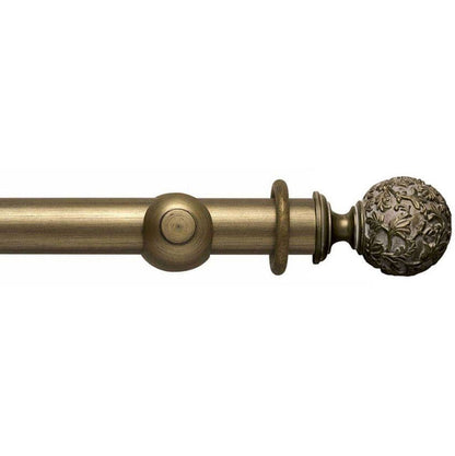 Hallis Modern Country Floral Ball 45mm Wooden Curtain Pole - Gold Black