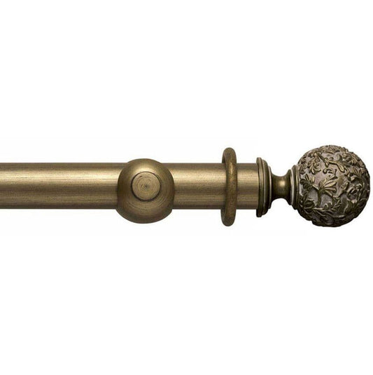Hallis Modern Country Floral Ball 45mm Wooden Curtain Pole - Gold Black
