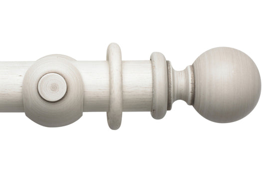 Hallis Modern Country Ball 55mm Wooden Curtain Pole - Brushed Ivory
