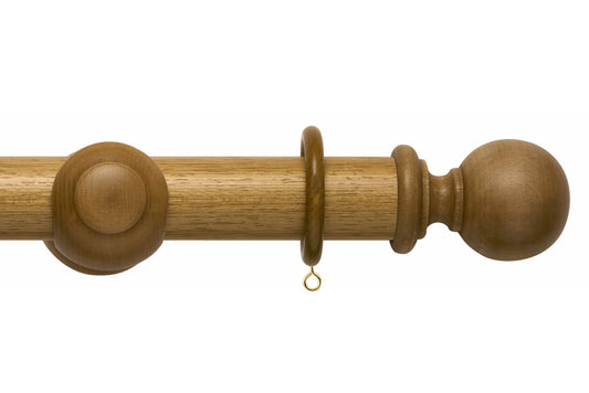 Hallis Modern Country Ball 55mm Wooden Curtain Pole - Light Oak