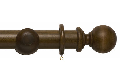 Hallis Modern Country Ball 55mm Wooden Curtain Pole - Dark Oak