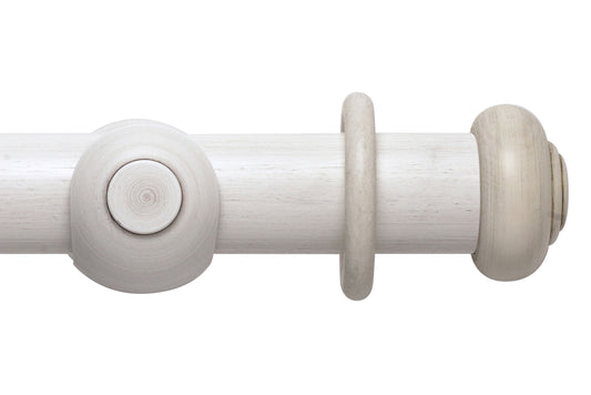 Hallis Modern Country Button 55mm Wooden Curtain Pole - Brushed Ivory