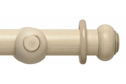 Hallis Modern Country Button 55mm Wooden Curtain Pole - Brushed Cream