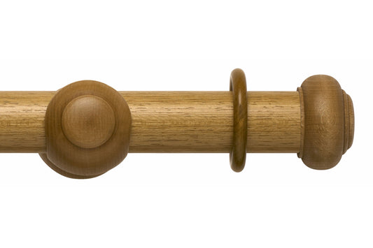 Hallis Modern Country Button 55mm Wooden Curtain Pole - Light Oak