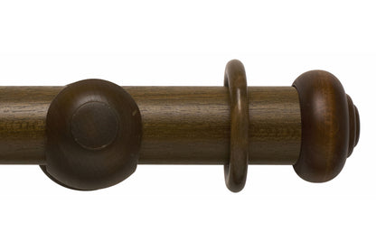 Hallis Modern Country Button 55mm Wooden Curtain Pole - Dark Oak