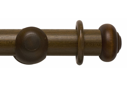 Hallis Modern Country Button 55mm Wooden Curtain Pole - Dark Oak