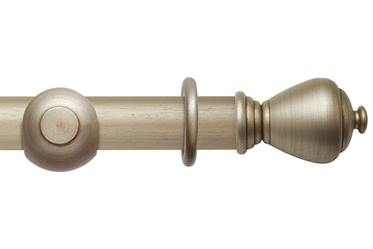 Hallis Modern Country Sugar Pot 45mm Wooden Curtain Pole - Satin Silver