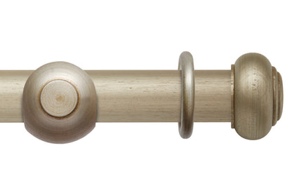 Hallis Modern Country Button 45mm Wooden Curtain Pole - Satin Silver