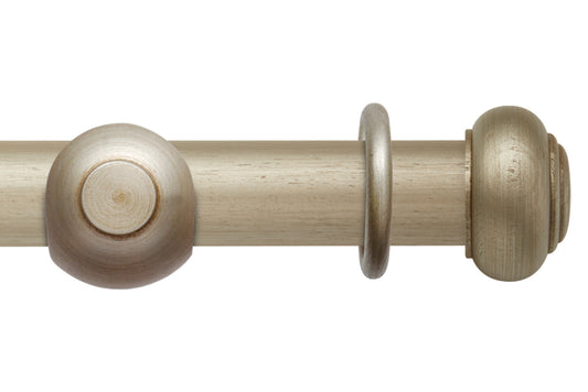 Hallis Modern Country Button 45mm Wooden Curtain Pole - Satin Silver