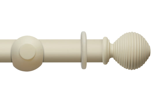 Hallis Modern Country Ribbed Ball 45mm Wooden Curtain Pole - Pearl
